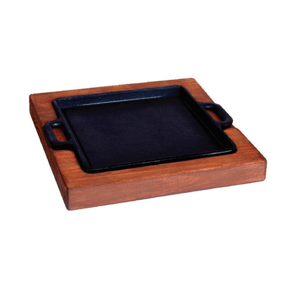 Chapa Bifeteira Quadrada Com Suporte De Madeira 20Cm