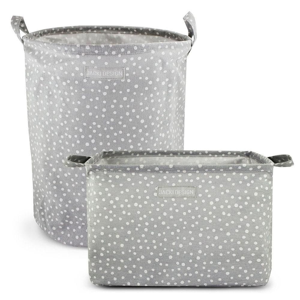 Conjunto De Cesto Para Roupa-brinquedo E Cesto Organizador Retangular Cinza - Bolinha