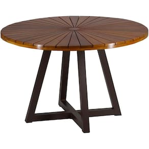 Mesa Bali 1,20m Redonda com Tampo de Madeira em Alumínio para Edícula, Varanda, Piscina e Jardim Trama