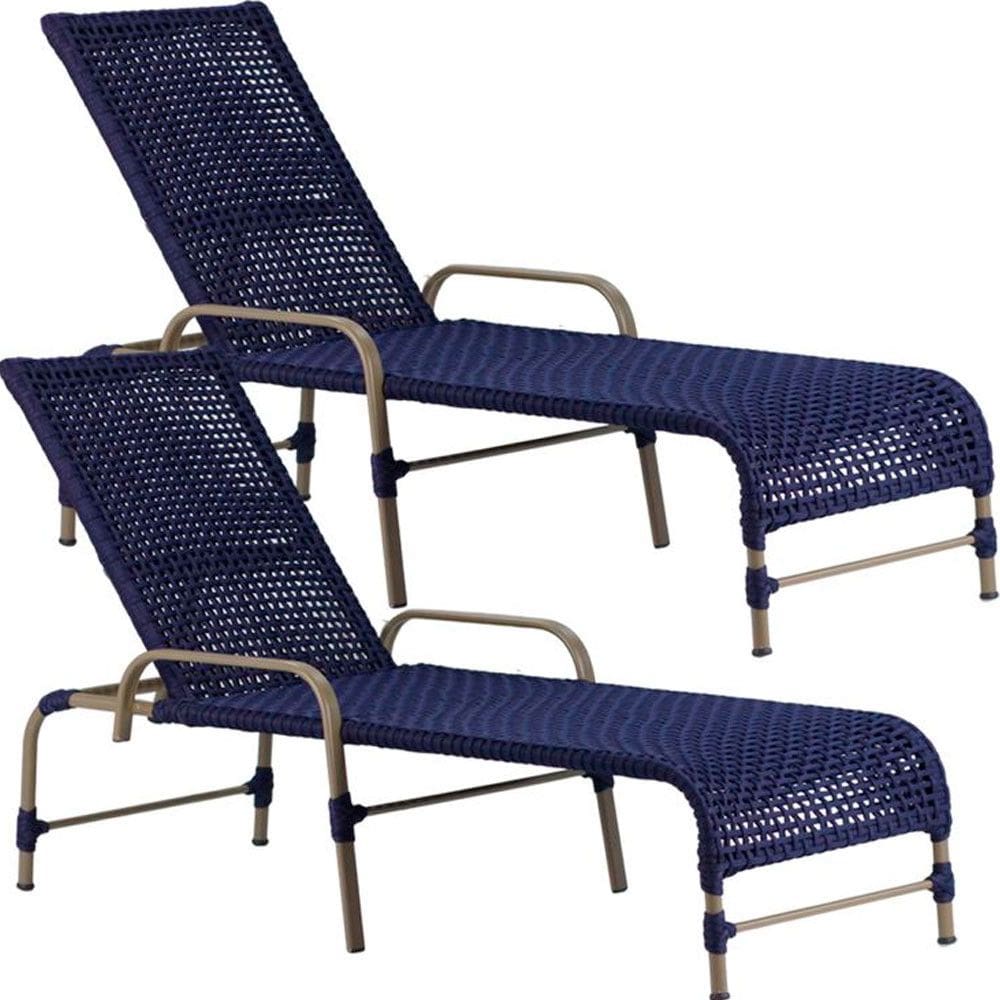 2 Espreguiçadeiras Catar Corda Náutica Mesa Piscina Jardim Trama
