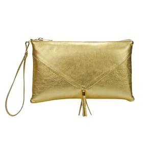 Bolsa Clutch Dourada Carteira De Mão Porta Celular Feminina Em Couro Madamix