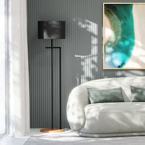 Luminária Abajur de Chão Salone Aço Carbono Preto com Cúpula Preta D´fatto 33
