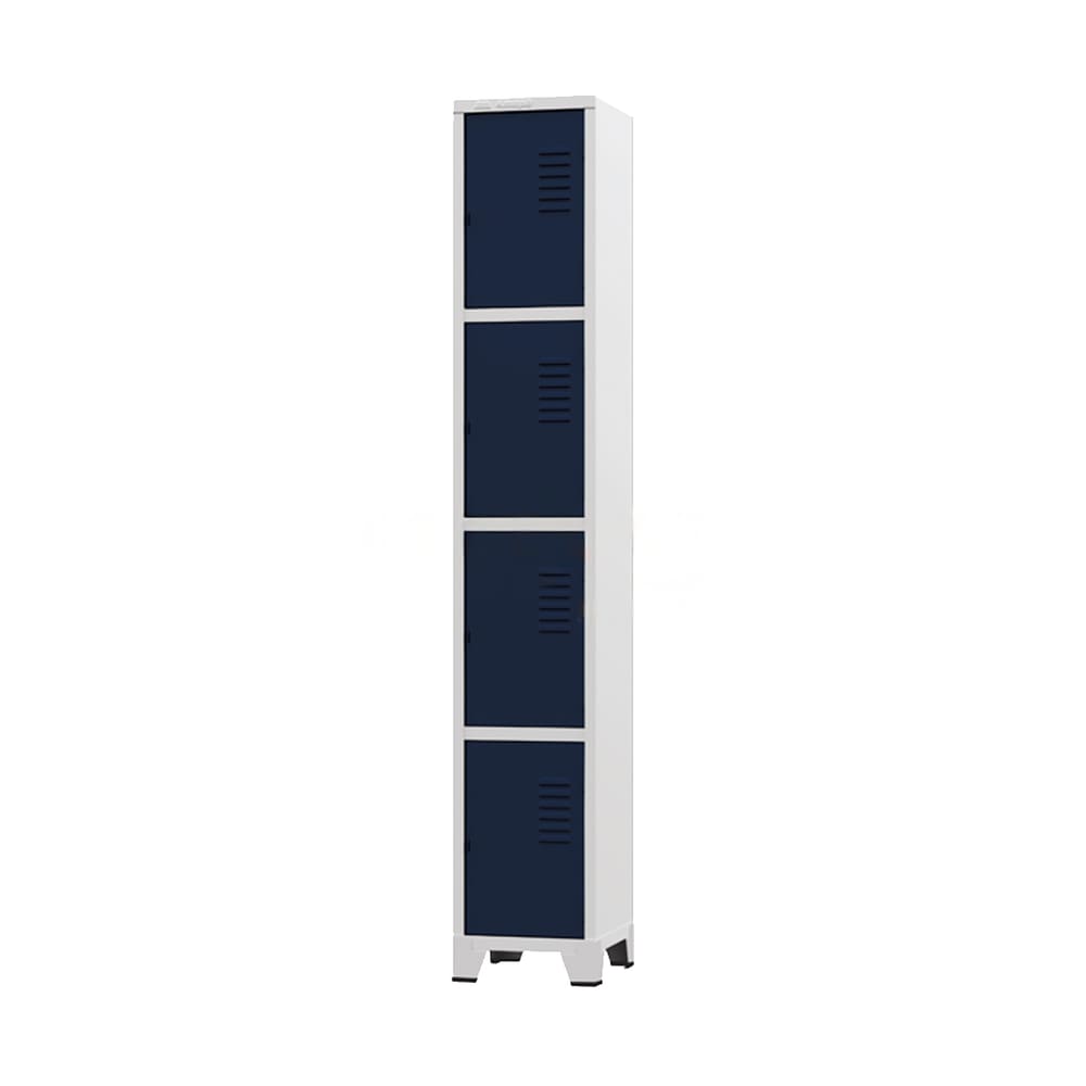 Armário Roupeiro De Aço Para Vestiário 4 Portas Locker Azul Marinho Com Chave