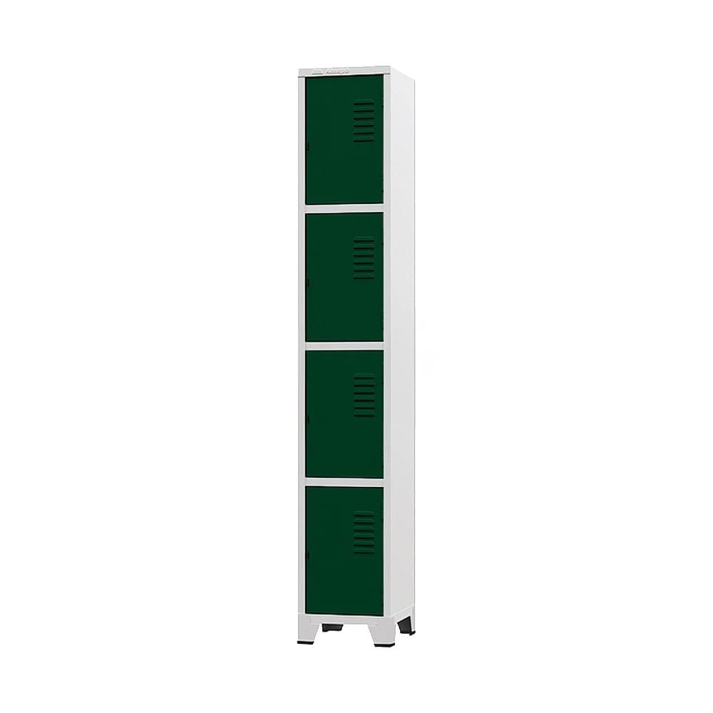Armário Roupeiro De Aço Para Vestiário 4 Portas Locker Verde Escuro Com Chave