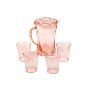 Jarra Acrílico 4 Copos Agua Suco Gelo Bebida 1 Litro Salmão