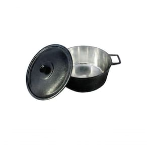 Caçarola Panela Craqueada Alça Alumínio E Tampa 45Cm Preto