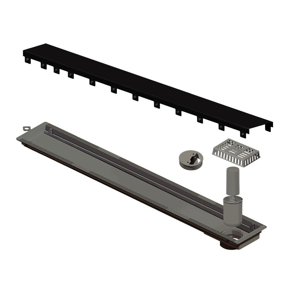 Ralo Linear Elleve Versatile 4260 75Cm Saída Na Extremidade Com Tampa Black Matte