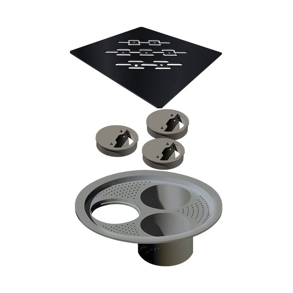 Grelha Para Ralo Linear Elleve Quadrada 4026 15X15 Black Matte