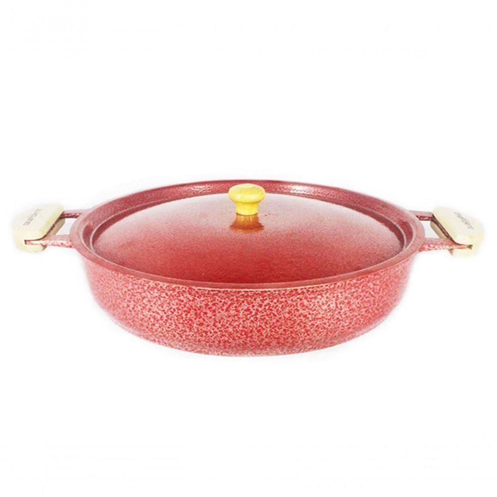Frigideira Alumínio Craqueada Alça Meia Lua 45Cm Vermelho
