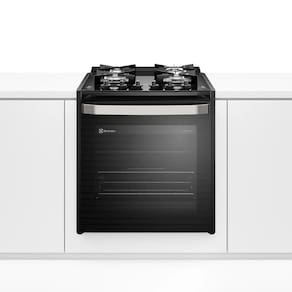 Fogão Electrolux de Embutir 4 Bocas Experience com Mesa de Vidro Grill e VaporBake Preto FE4EP