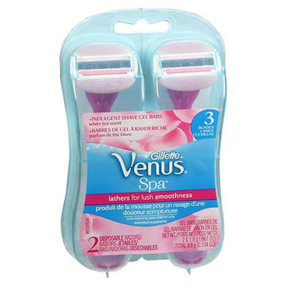 Lâminas de barbear descartáveis Gillette Venus Spa + Barras de gel de barbear 2 unidades da Gillette (pacote com 4)