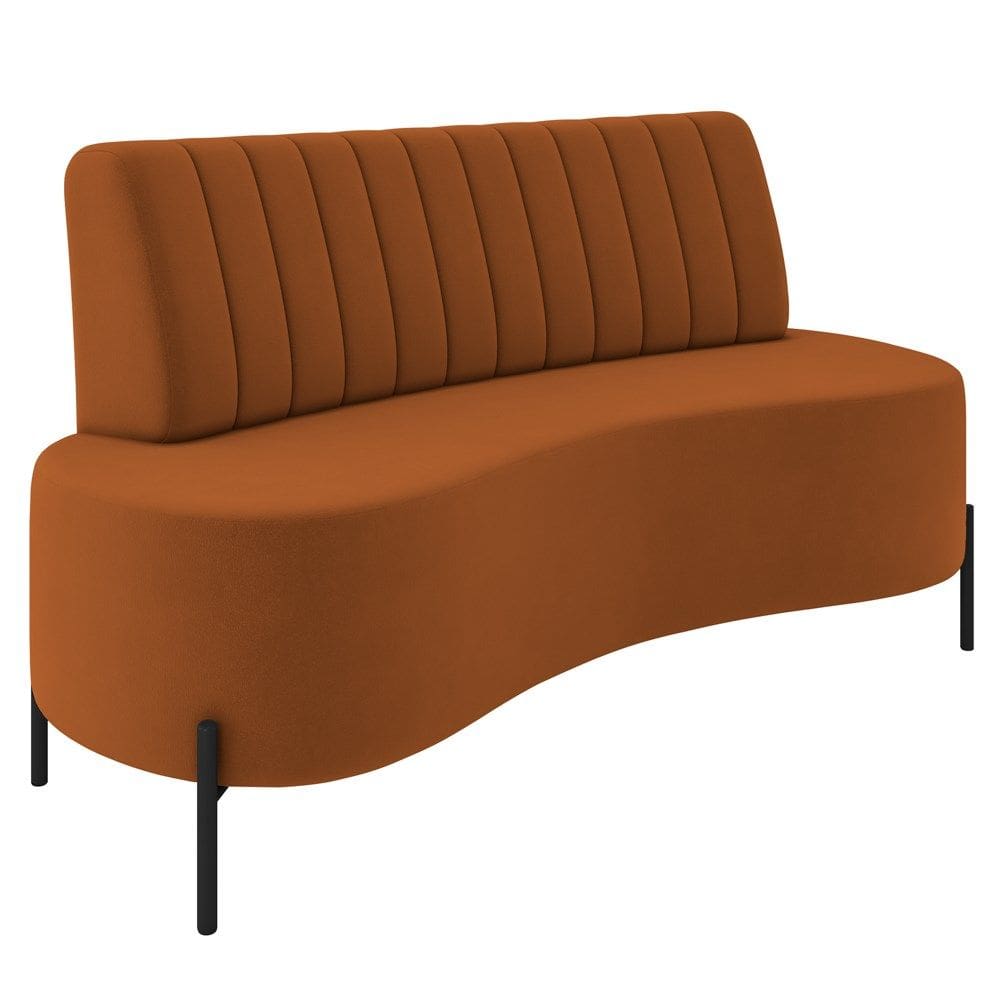 Sofá 2 Lugares 135cm Pés Aço Preto Tamar K04 Veludo Terracota - Mpozenato