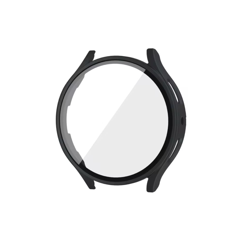 Case Preta Com Película De Vidro Compatível Com Samsung Galaxy Watch 4, 5, 6 - Visor 44mm