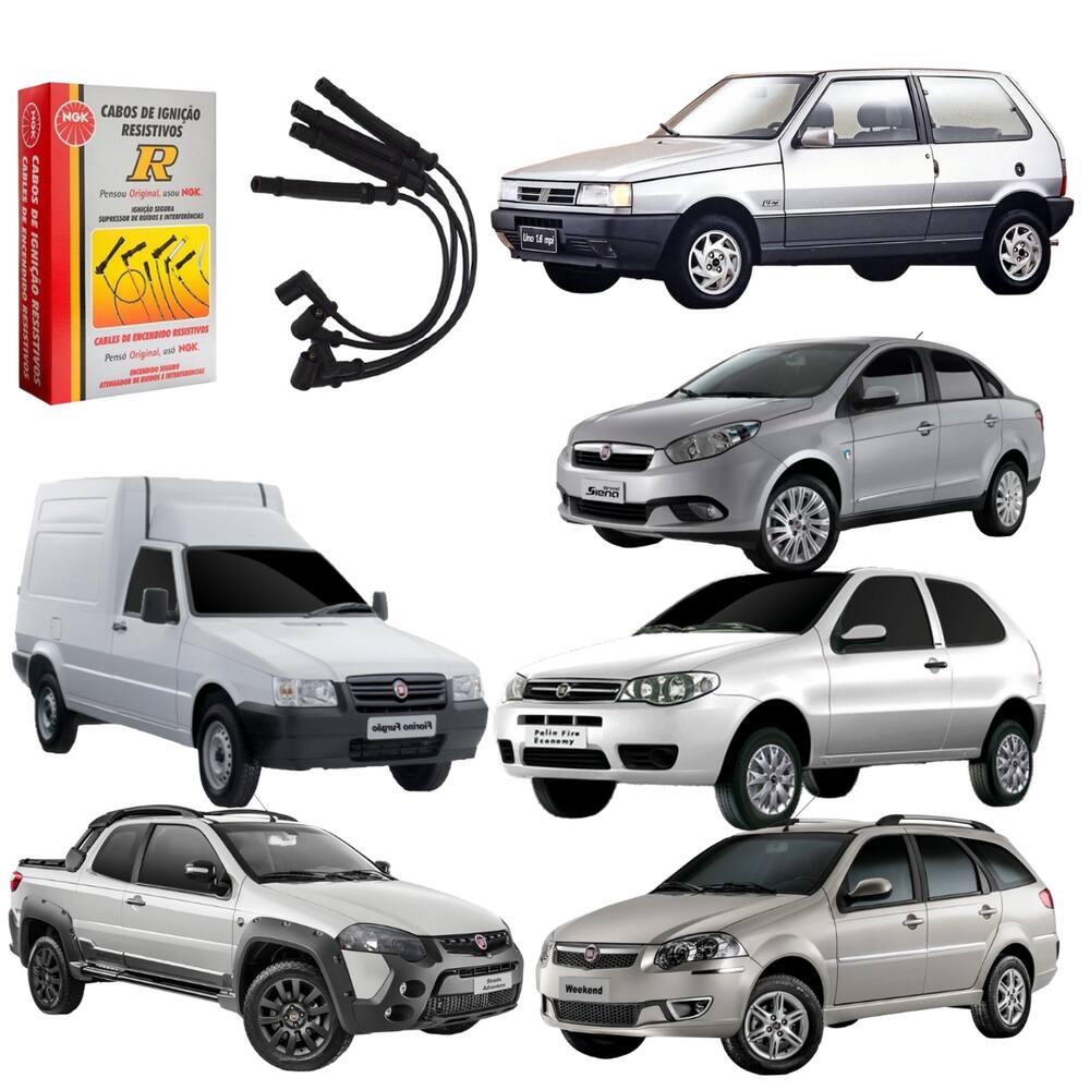 Jogo Cabo Vela Ignição Fiat Uno Mille 1.0 2002 A 2013 Ngk