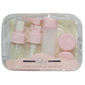 Kit Frascos De Viagem Rosa Pequeno 30Ml Necessaire Transparente - F3765