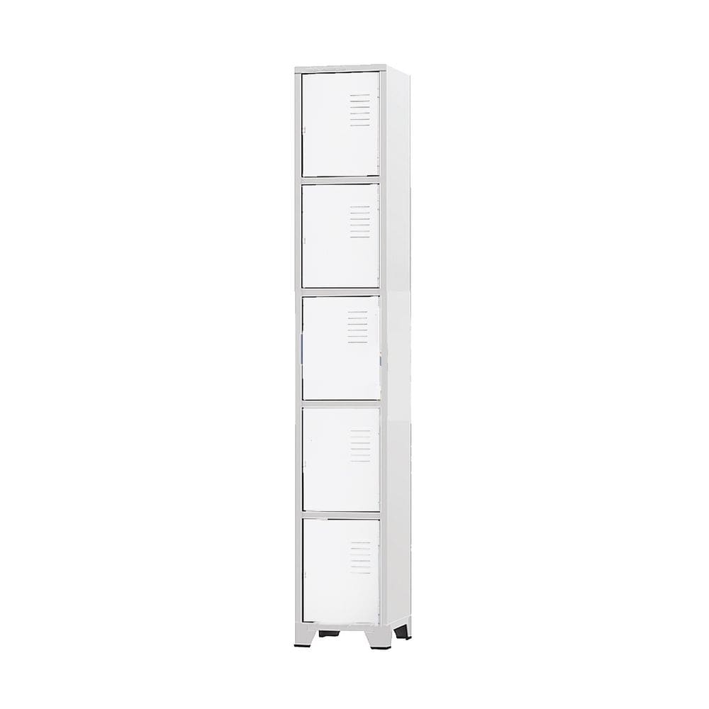 Armário Roupeiro De Aço 5 Portas Para Vestiário Academia Branco com Chave