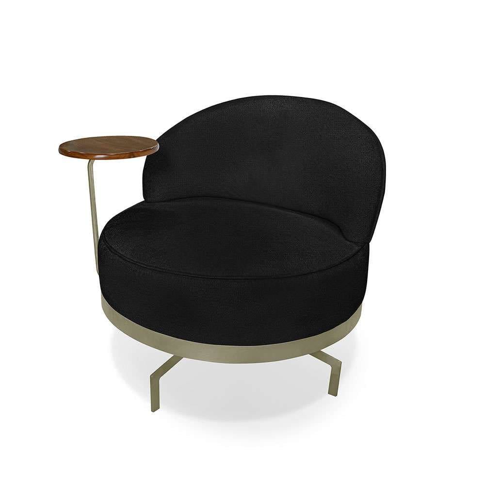poltrona giratória nash linho bouclé preto