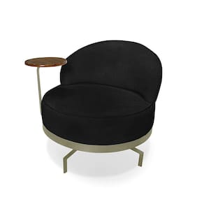 poltrona giratória nash linho bouclé preto