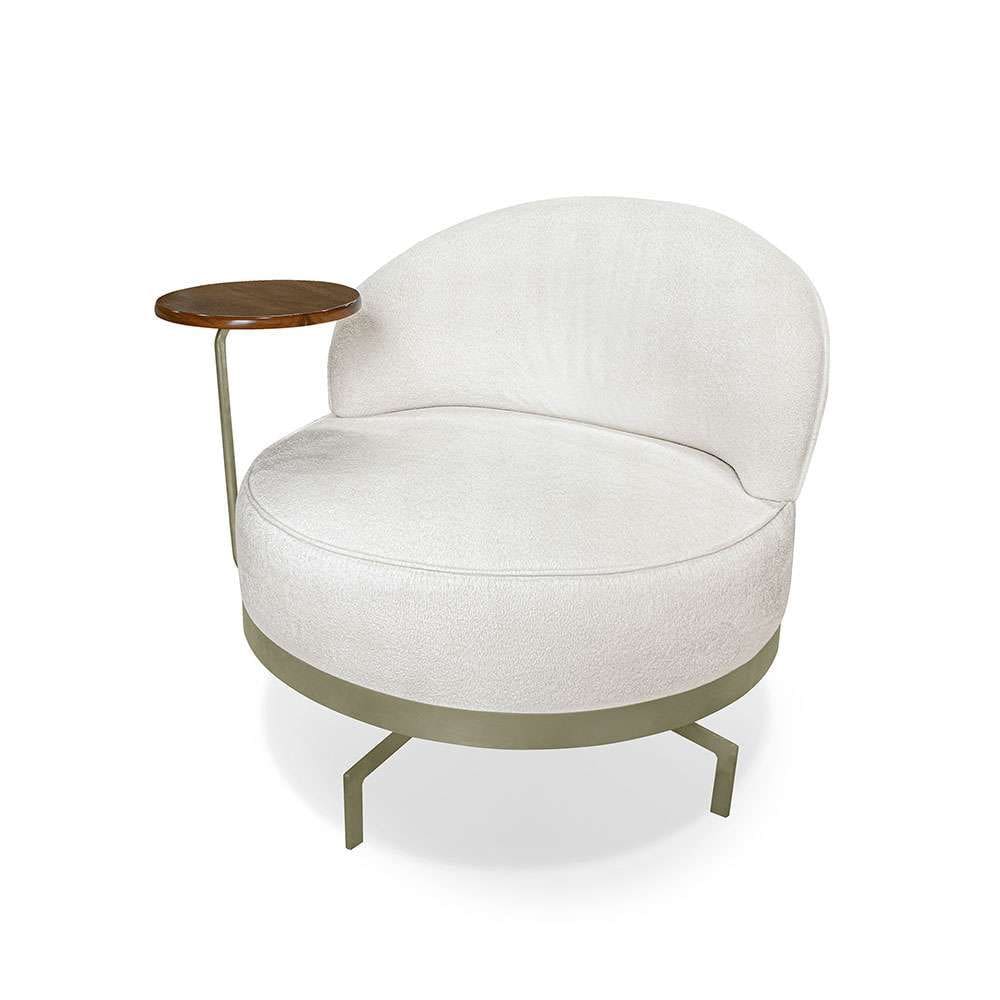 poltrona giratória nash linho bouclé off white