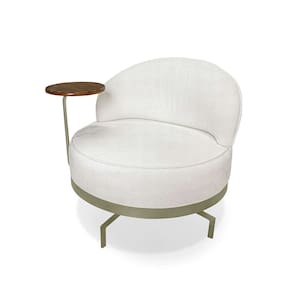 poltrona giratória nash linho bouclé off white