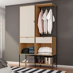 guarda-roupa closet modulado maverick 1 pt 2 gv carvalho e off white 112 cm
