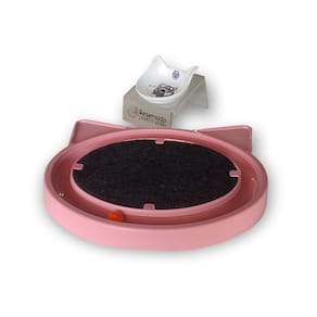 Kit Comedouro Elevado Transparente + Brinquedo Interativo com Bolinha para Pet