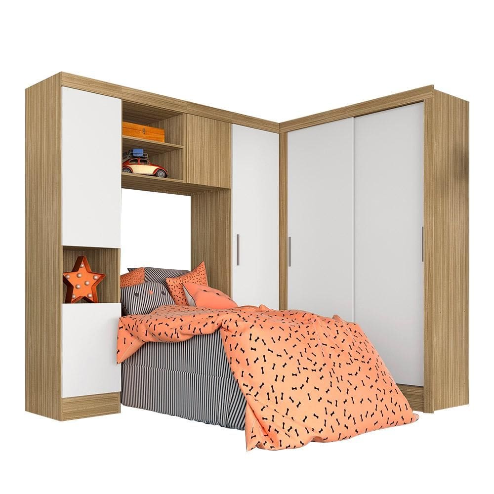 Guarda Roupa Modulado Solteiro Viola Bor/branco - Móveis Arapongas