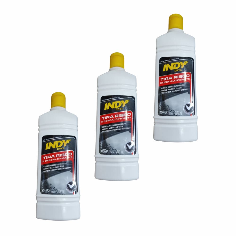 Tira Risco e Descalcificante de Vidro Indy 200ml kit 3 unids