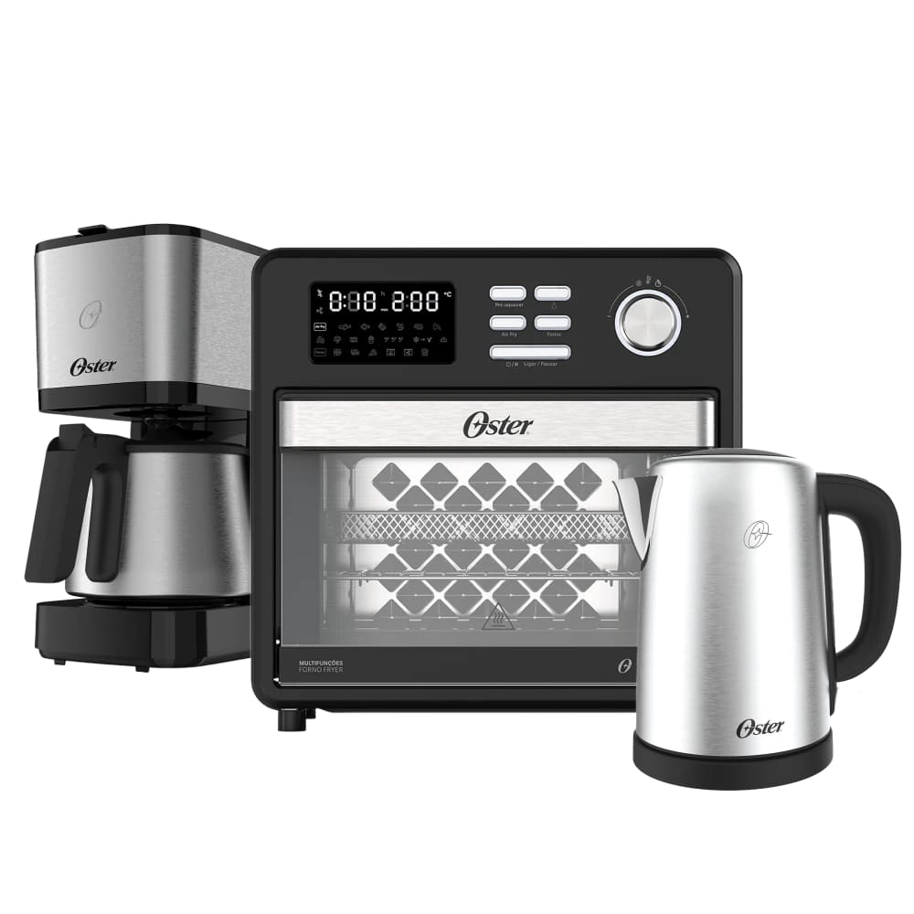 Kit Trio Oster - Forno e Fryer 15L - Cafeteira - Chaleira