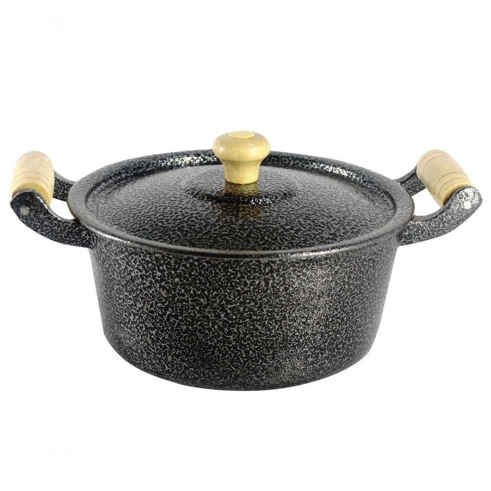 Caçarola Panela Reta Craqueada De Alumínio 22Cm Preto