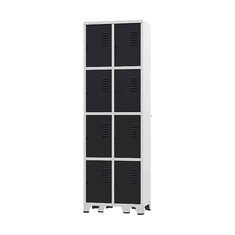Armário Roupeiro De Aço Para Vestiário 8 Portas Preto com Chave