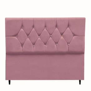 Cabeceira Cama Box Solteiro 90 Cm Geovana Suede Rosê