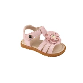 Sandália Infantil Feminina Sameka Primeiros Passos Flor Strass Rosa