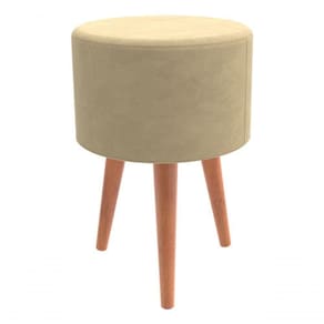 Puff Banqueta Redondo Luxo Decorativo Retro Vintage Rosé Bege