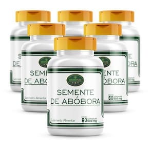 Semente De Abóbora- 360 Cápsulas - 100% Natural 6 Frascos