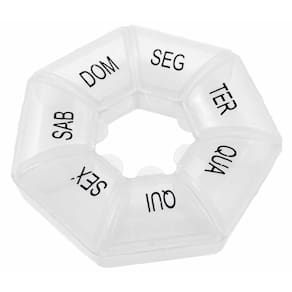 Porta Comprimido 7 Divisorias Octavado Plastico