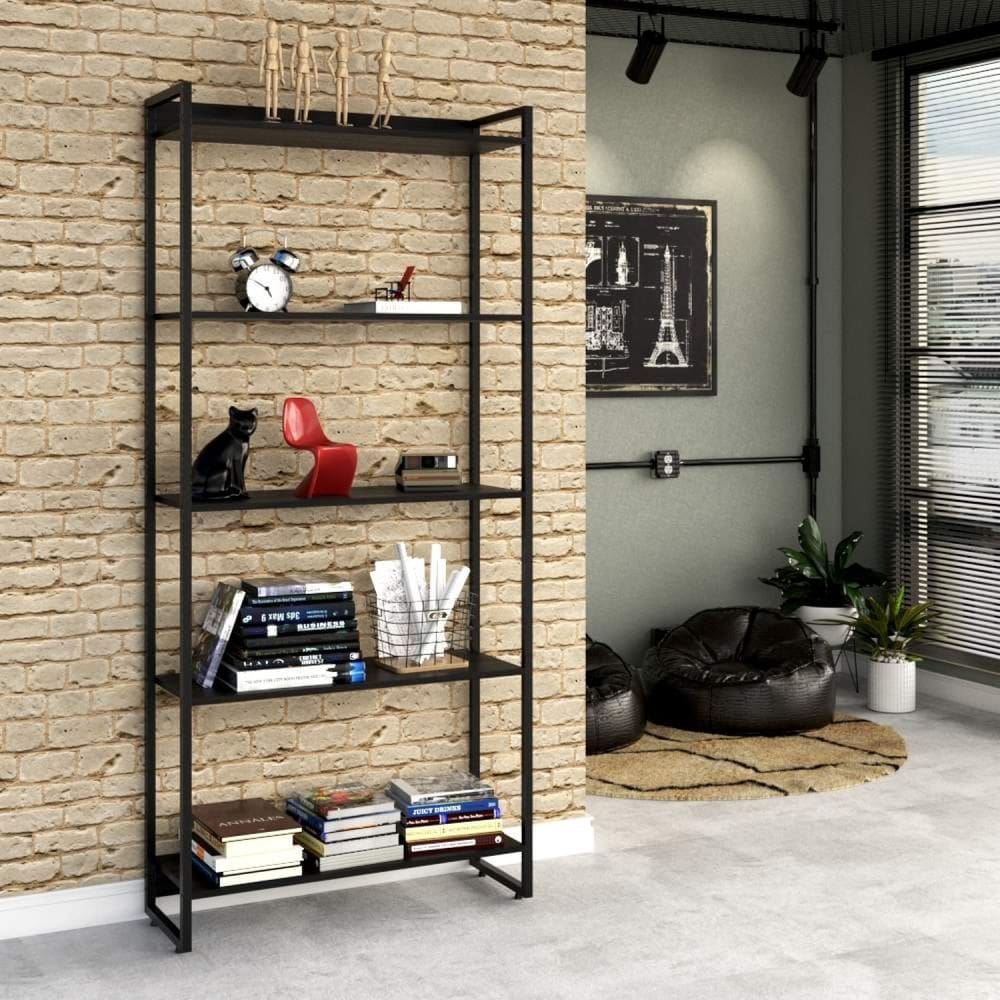 Estante Multiuso 5 Prateleiras 80cmx187cm Dynamica Compace Preto Onix