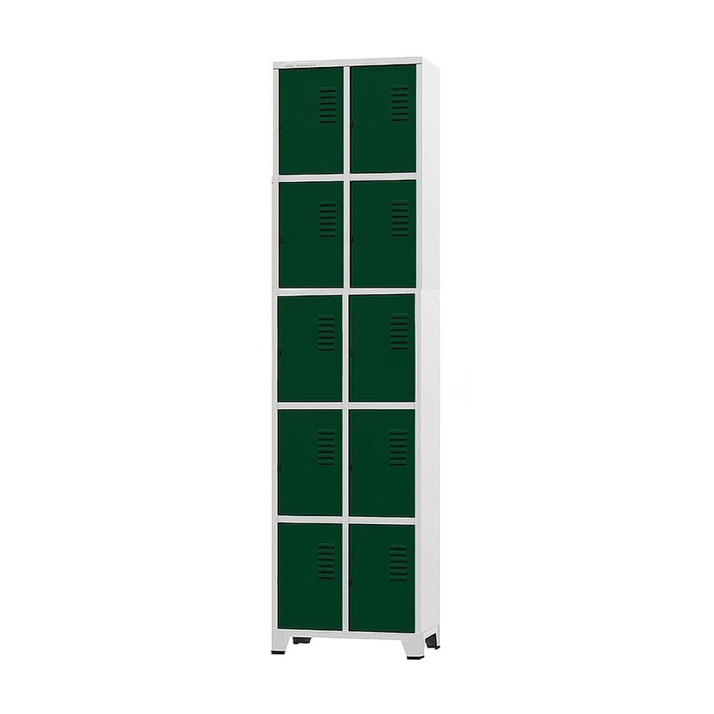 Armário Roupeiro De Aço 10 Portas Para Vestiário Verde Escuro com Chave