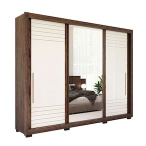 guarda-roupa casal com espelho vitória 3 pt 6 gv cacau e off white