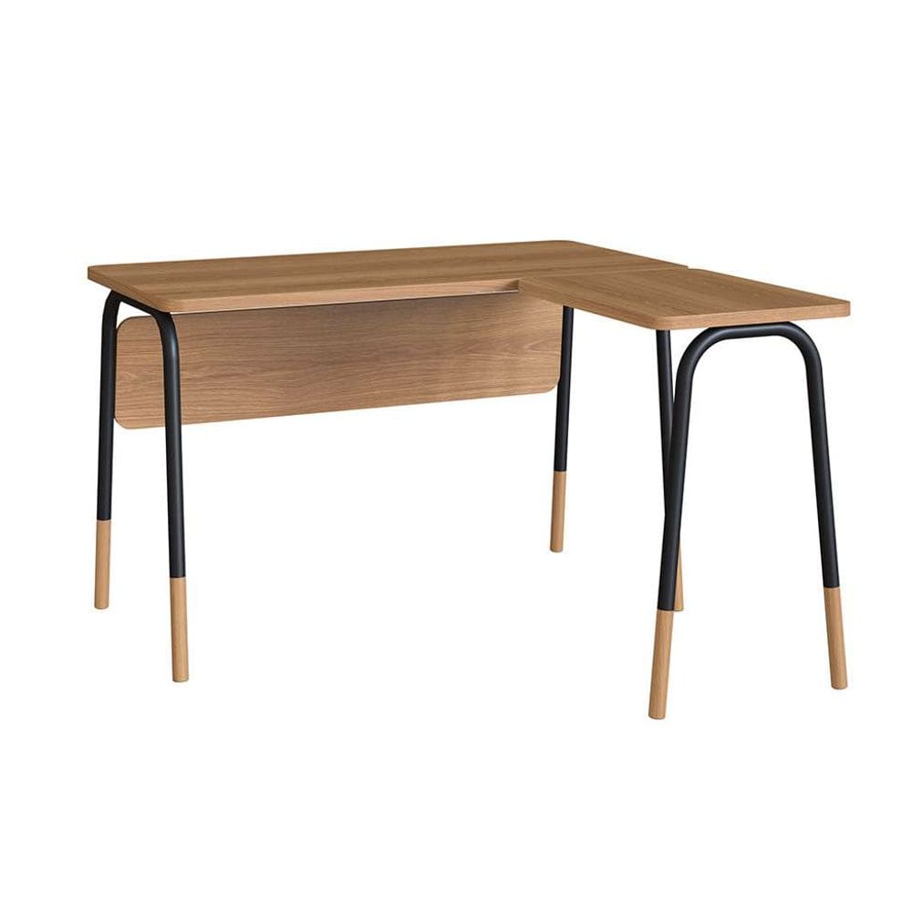 escrivaninha em l flexus hanover e preta 120 cm