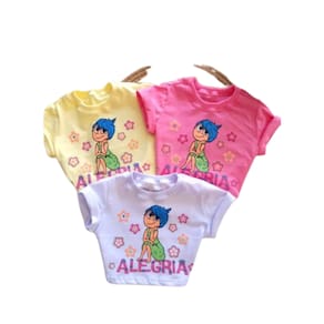 Blusa cropped infantil -Personagens Divertidamente - stitch