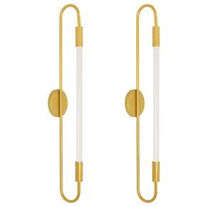 Kit 2 Arandelas Plafon Parede Teto Sabre Tubular Dourado T8