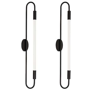 Kit 2 Arandelas Plafon Parede Teto Sabre Tubular Preto T8