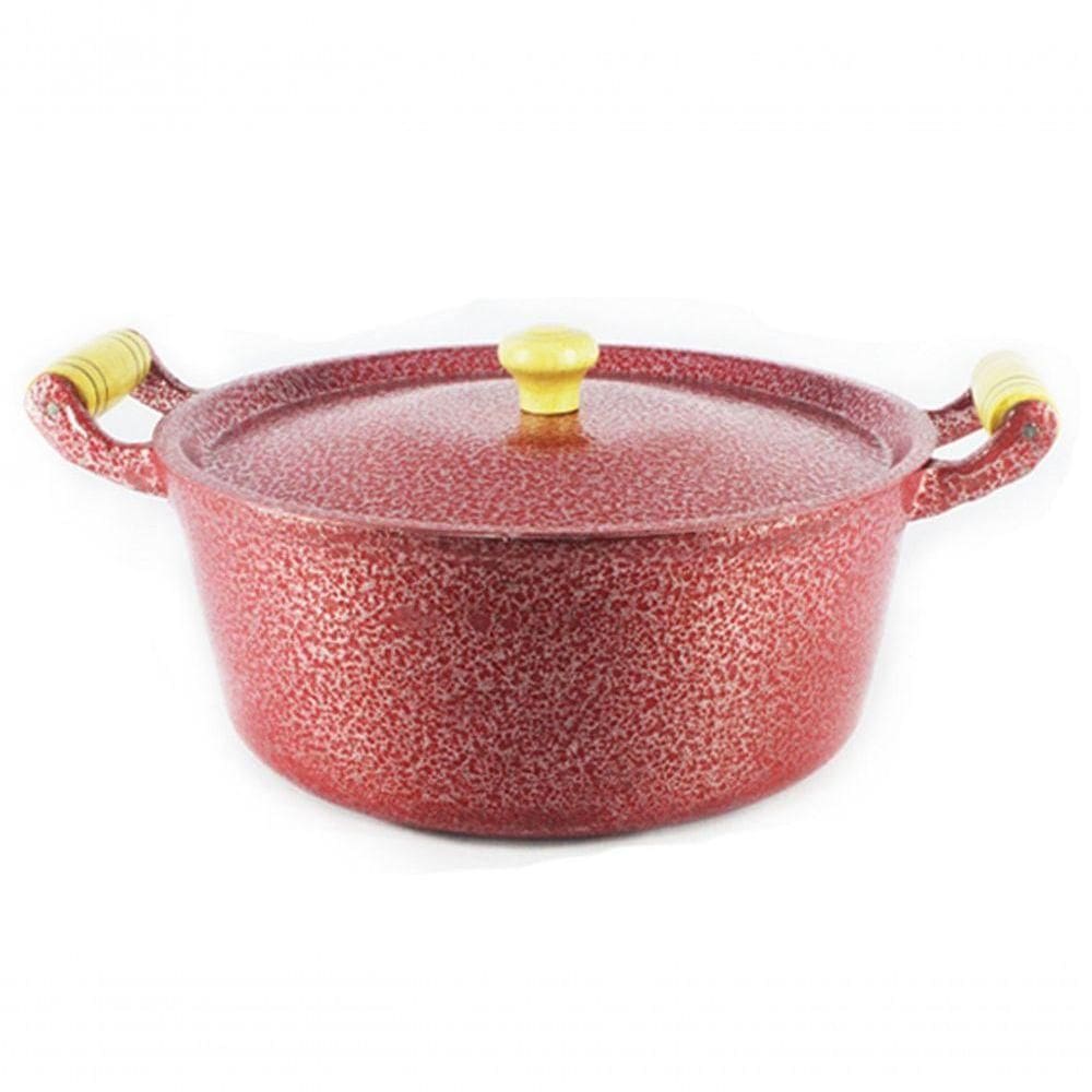 Caçarola Panela Reta Craqueada De Alumínio 20Cm Vermelho