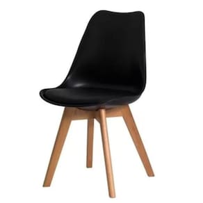 Cadeira Para Sala De Estar Saarinen Leda Sked Lena Base Wood Design Preta