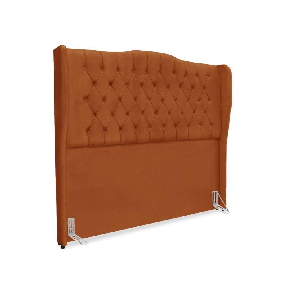 Cabeceira De Cama Box Queen 160 Cm Dubai Premium - Veludo Terra Cota