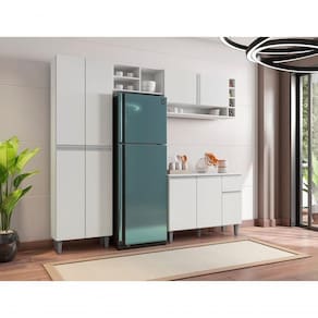 Cozinha Compacta Modulada 2,30m Vanessa Com Balcão Branco Aj