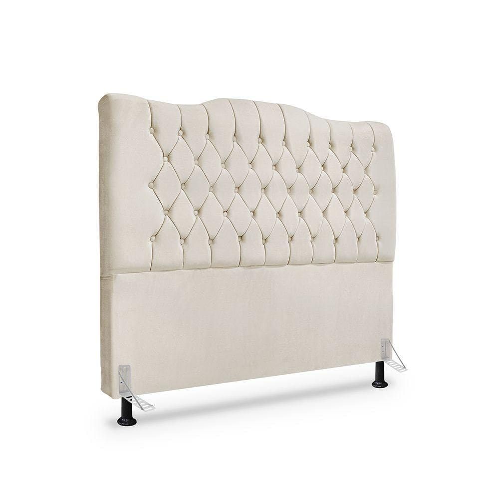 Cabeceira De Cama Box King 195cm Dunas - Veludo Bege Claro.