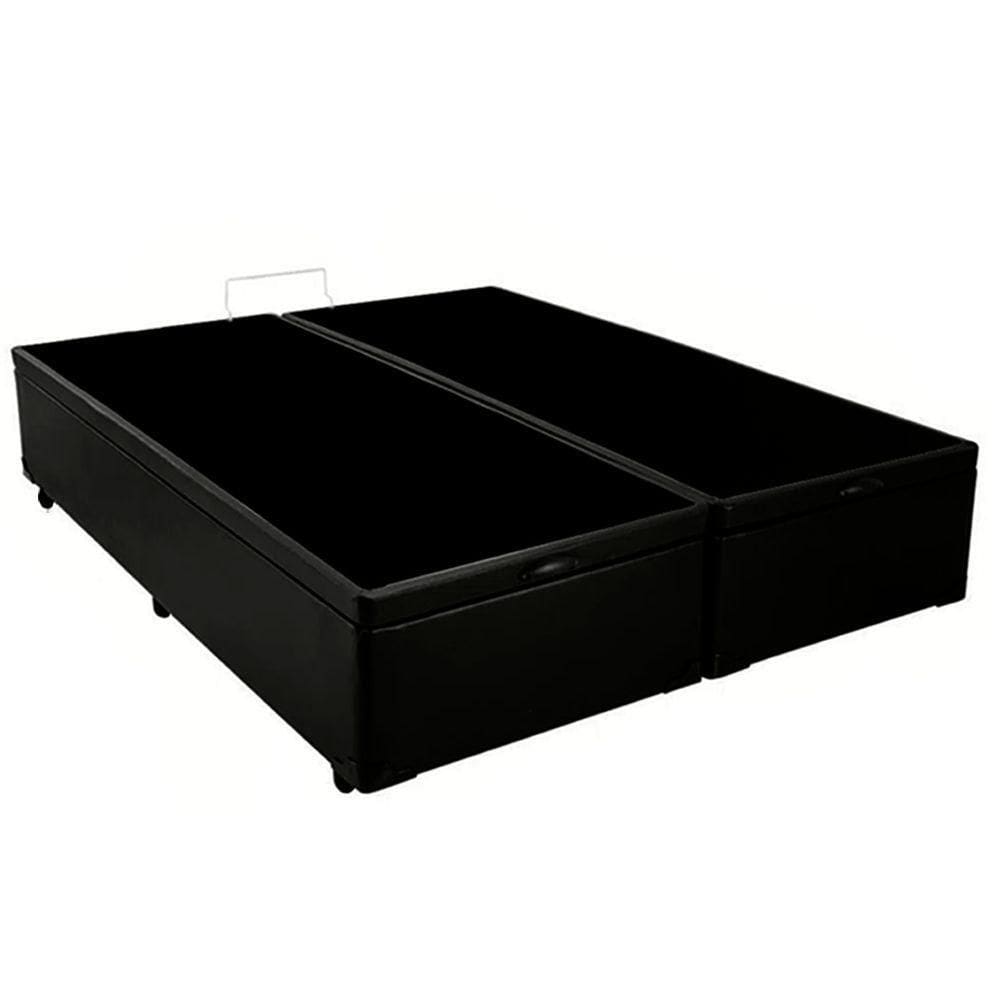 Cama Box Baú King Bipartido Sintético Sereneprime Preto 192x203x44