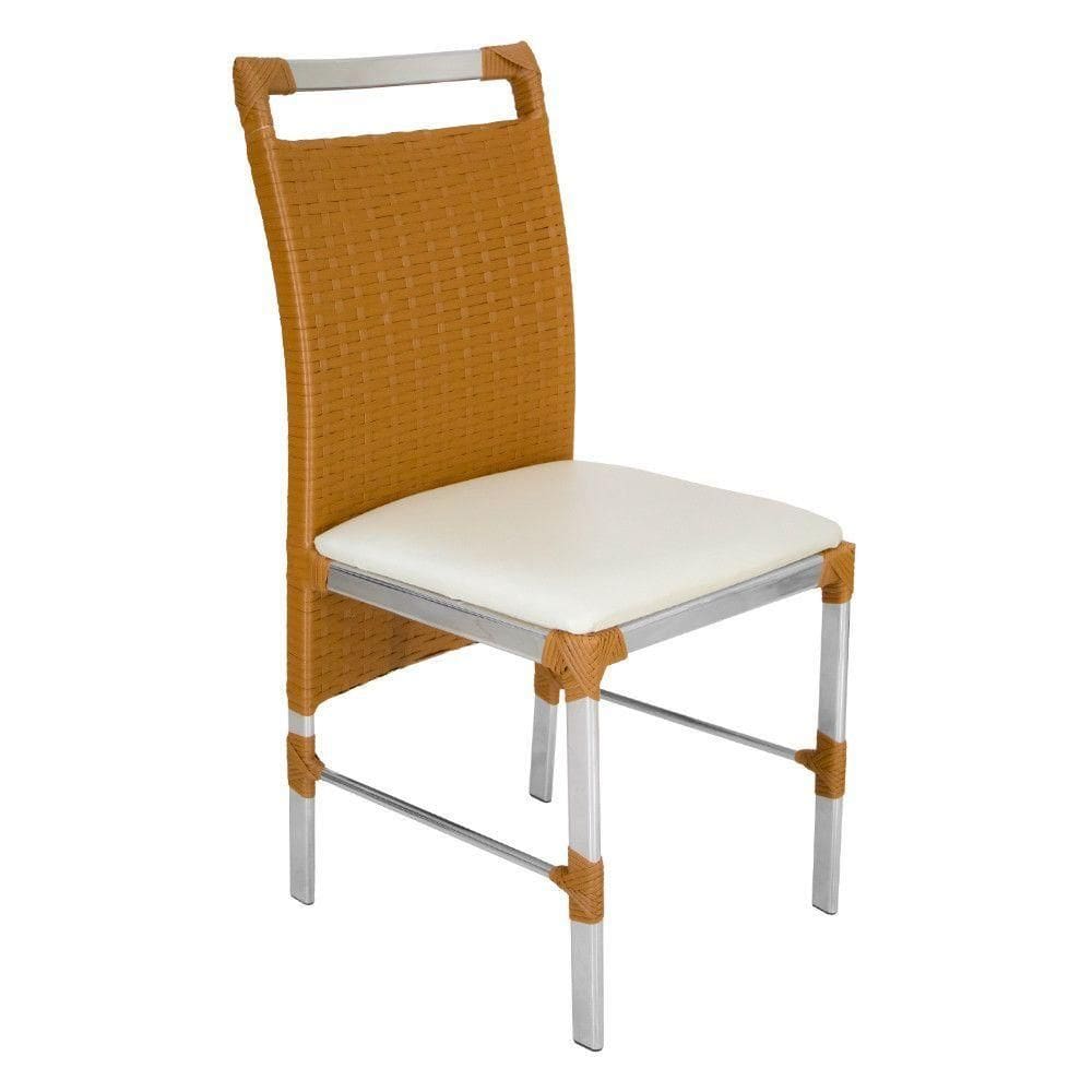 Cadeira De Cozinha Veneza Em Alumínio E Fibra Sintética Caramelo-branco